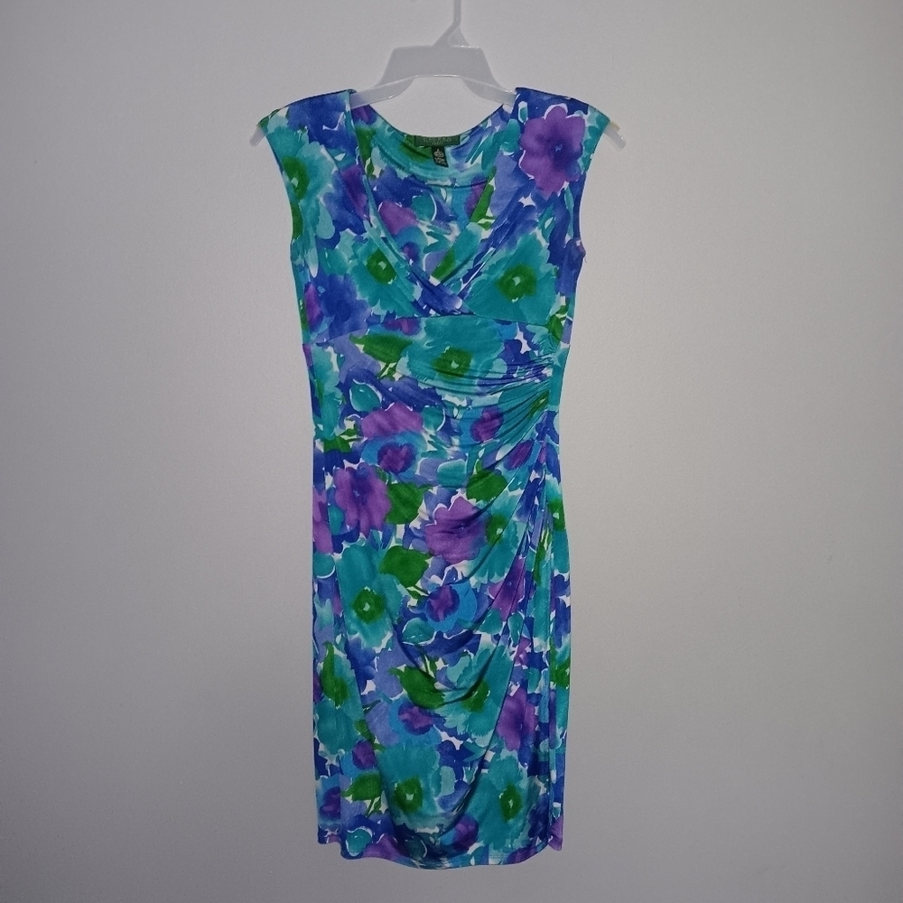 Lauren Ralph Lauren women's dress size 6 floral blue and purple